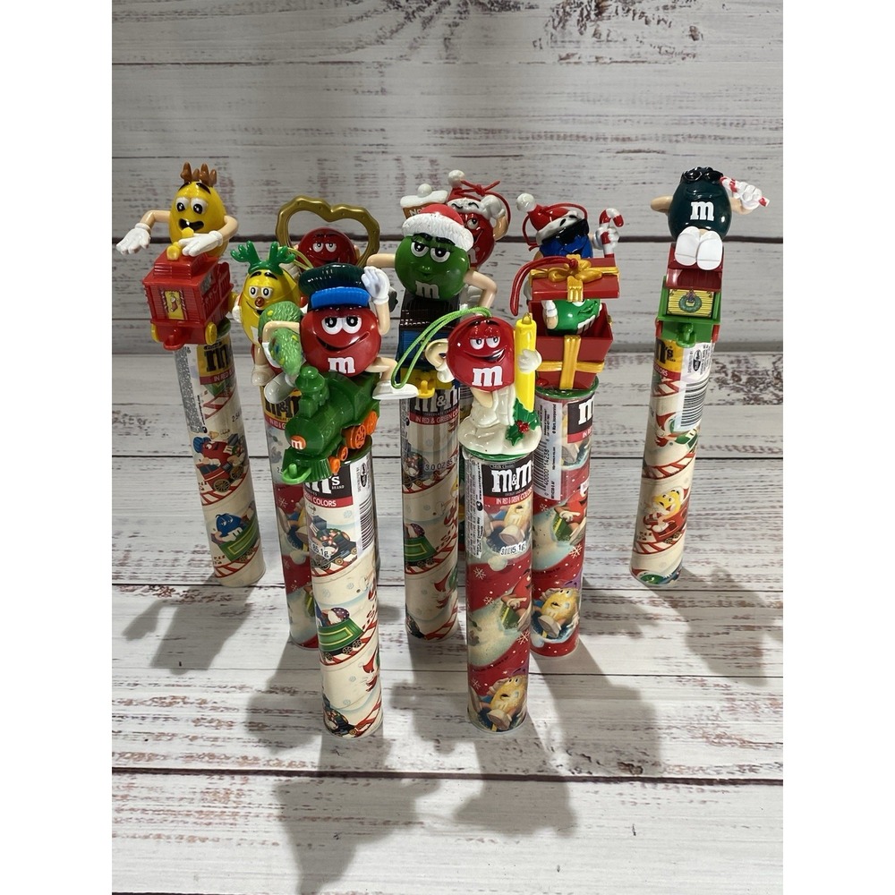 M &M's 90's Topers W/Tubes Christmas & Valentines, Trains And Cupid Lot Of 10